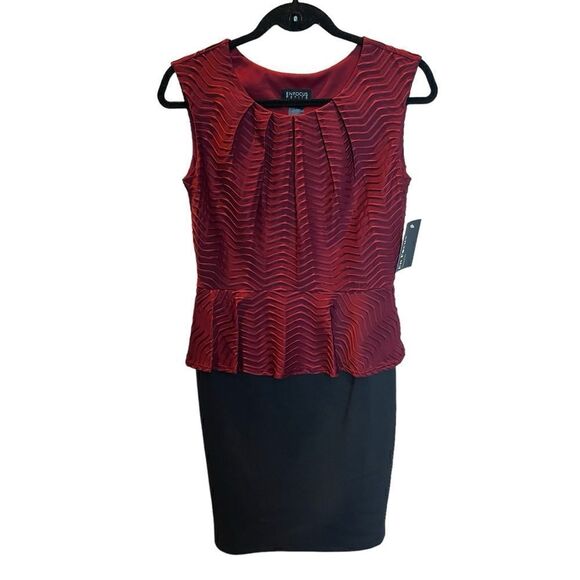 Enfocus Studio Petite Peplum Dress Sleeveless Burgundy/Black Size 6P - Picture 1 of 7